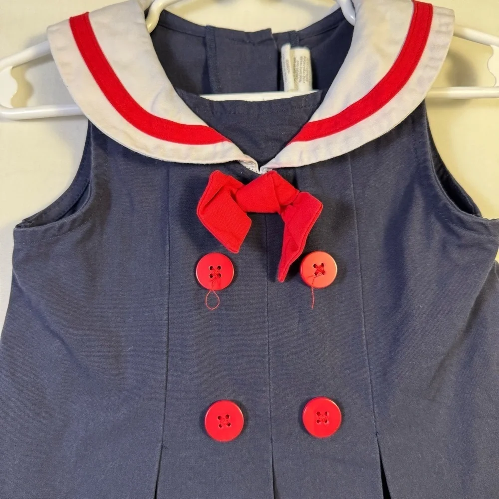 Starting Outs Navy Blue and Red Sailor Dress Kids Size 24M